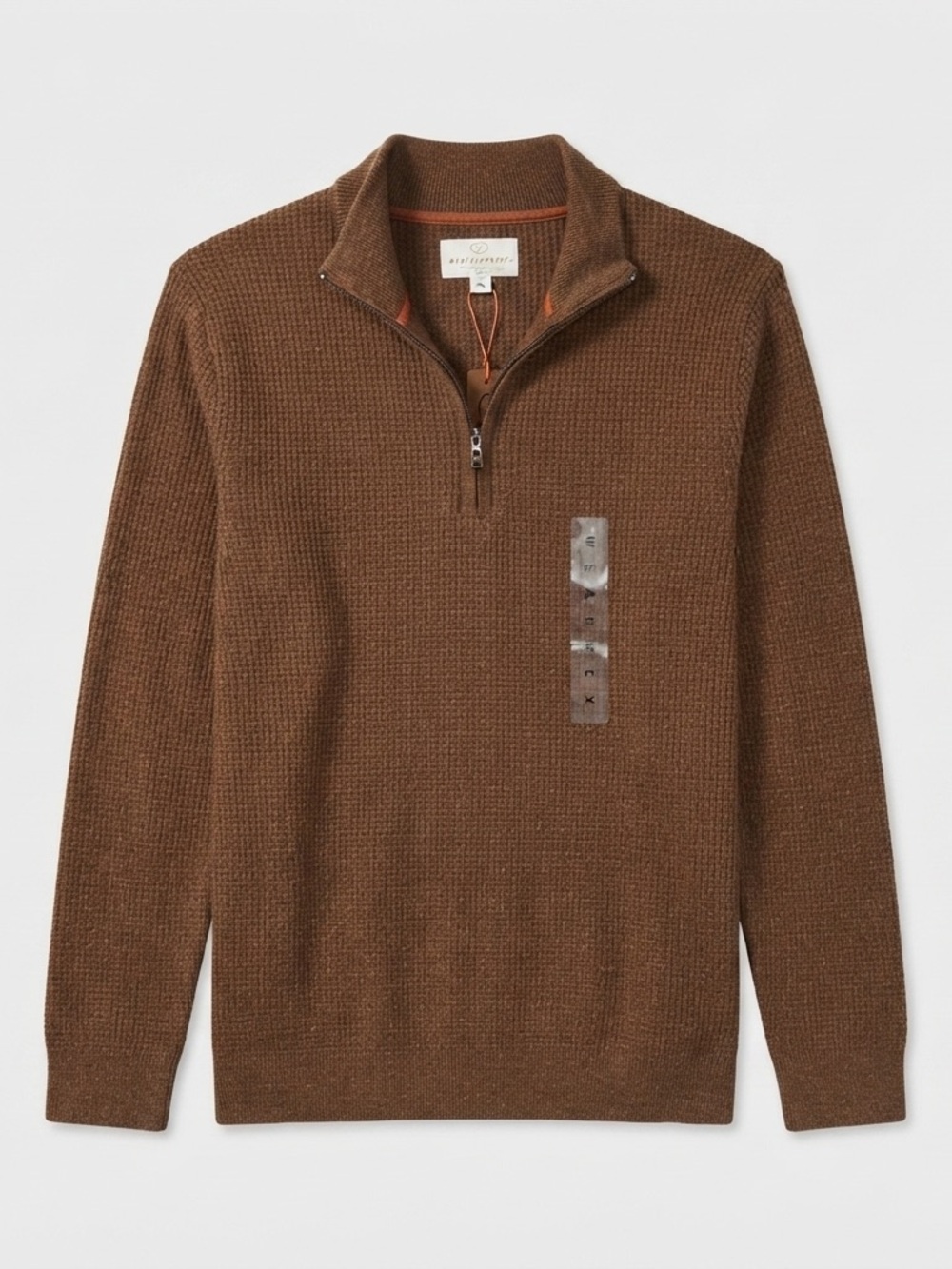 Weatherproof Vintage Mens XL Quarter Zip Sweater Almond Heather Brown NWT
